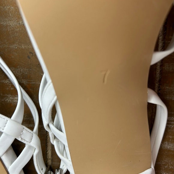 Shoe N Tale White Open Toe High Heel Sandal with Straps - Picture 4 of 4